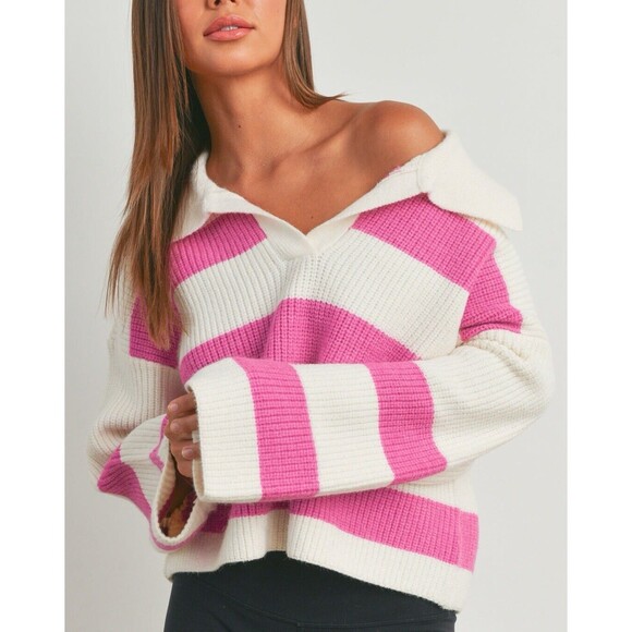 New With Tags Butter Melon Striped Sweater Size Women’s Small - Picture 2 of 6